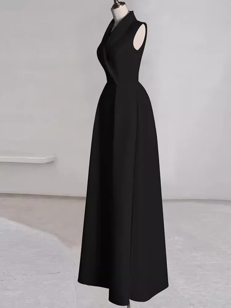Elegant Off-the-Shoulder V Neck A line Satin Party Dresses Long Prom Dresses
