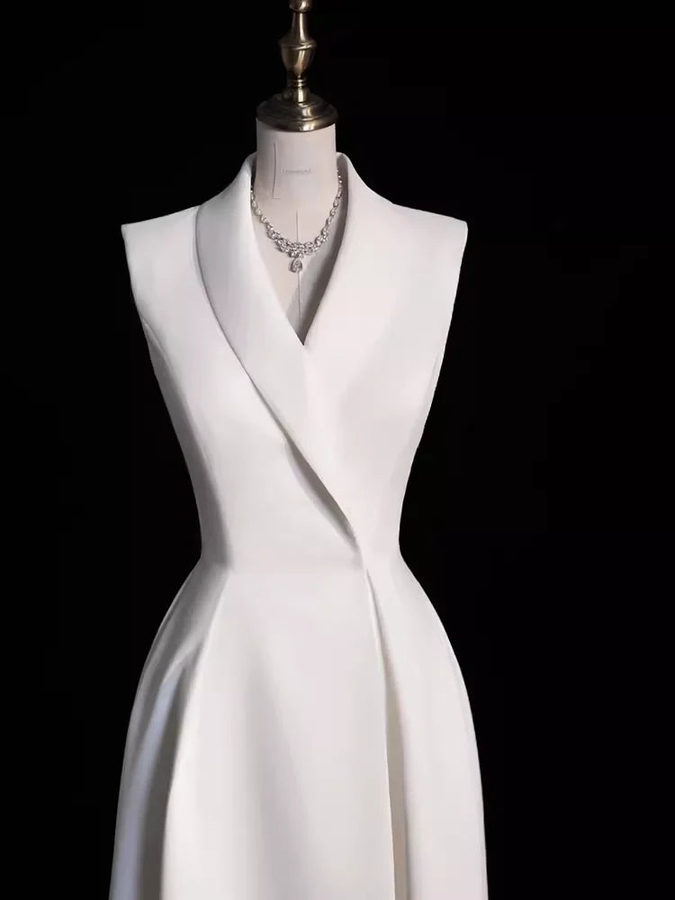 Elegant Off-the-Shoulder V Neck A line Satin Party Dresses Long Prom Dresses