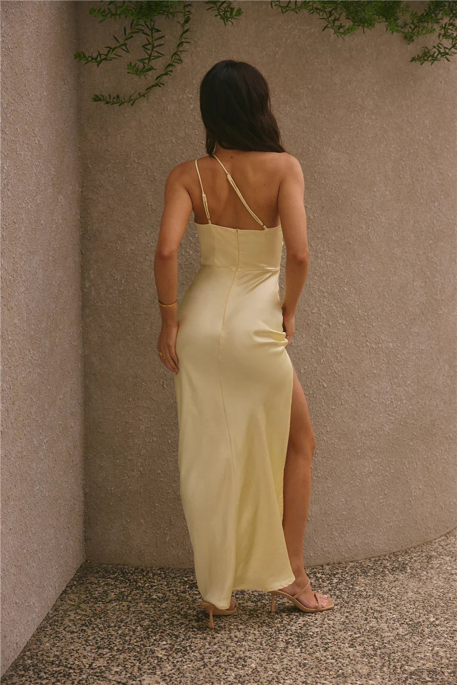Elegant Sheath/Column One Shoulder Sleeveless Backless Floor-Length Prom Dress
