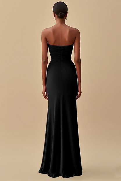 Elegant Sheath/Column Strapless Sleeveless Chiffon Floor-Length Evening Dress