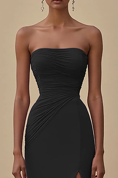 Elegant Sheath/Column Strapless Sleeveless Chiffon Floor-Length Evening Dress