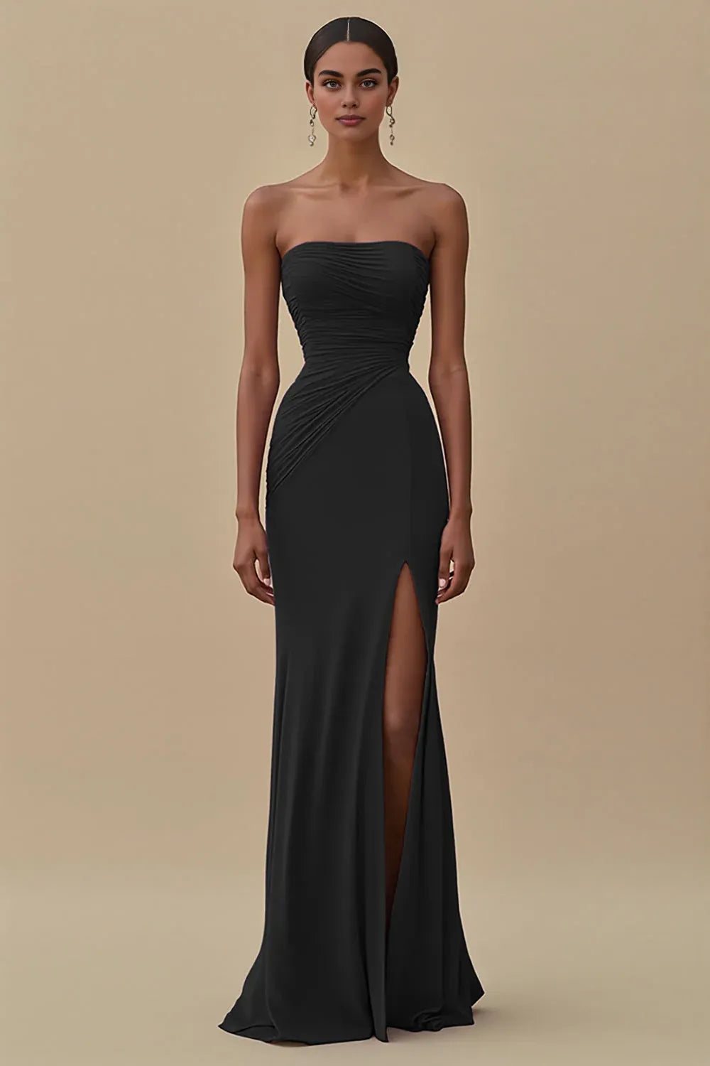 Elegant Sheath/Column Strapless Sleeveless Chiffon Floor-Length Evening Dress