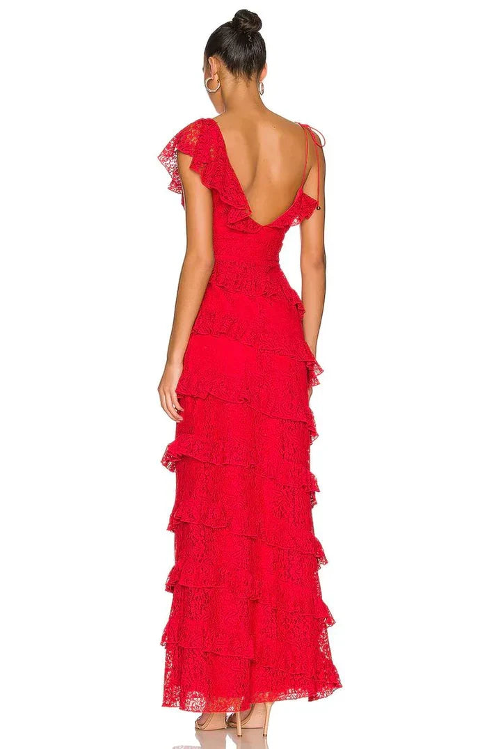 Elegant Sheath V-Neck Cap Sleeve Backless Floor-Length Prom Dress