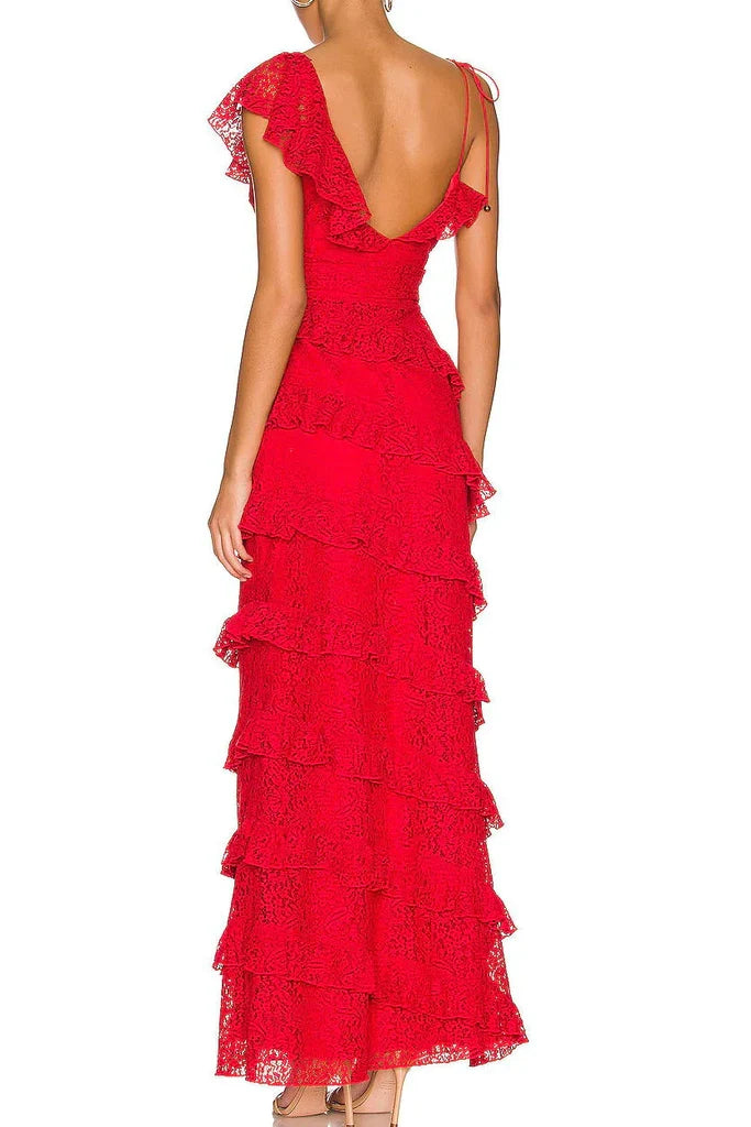 Elegant Sheath V-Neck Cap Sleeve Backless Floor-Length Prom Dress