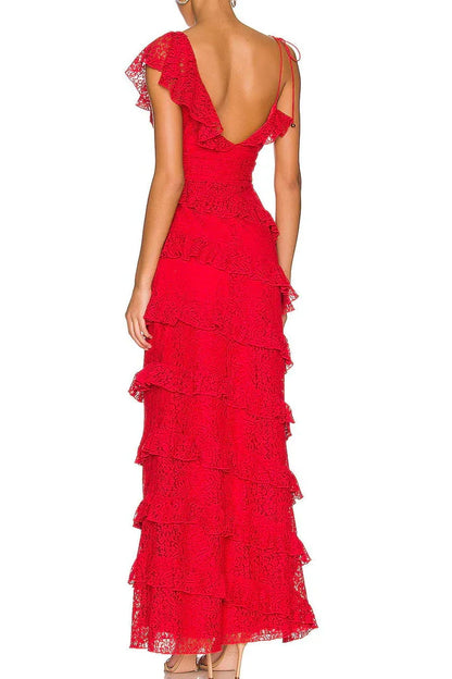 Elegant Sheath V-Neck Cap Sleeve Backless Floor-Length Prom Dress