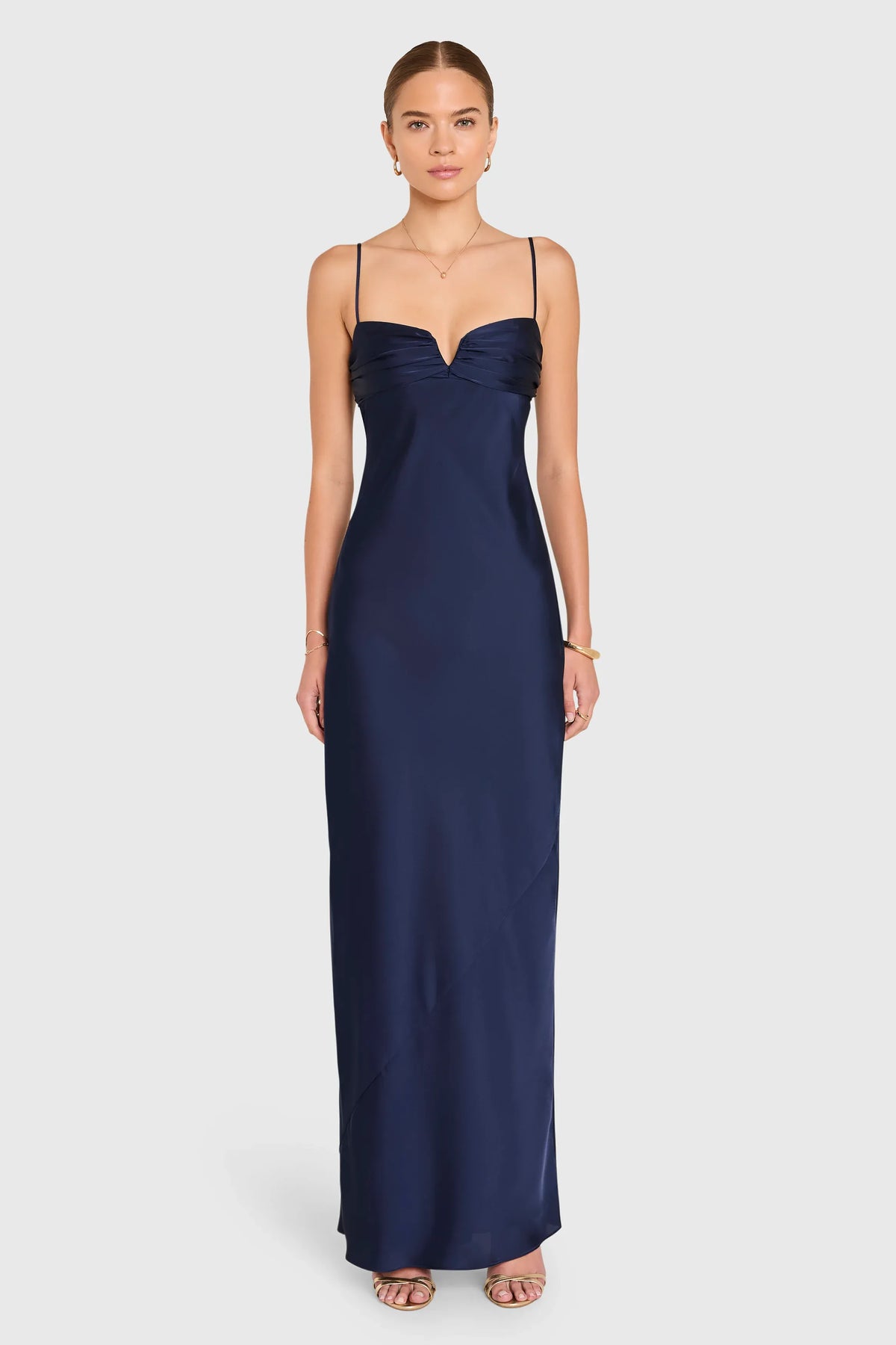 Elegant Sheath V Neck Sleeveless Backless Floor Length Evening Dress