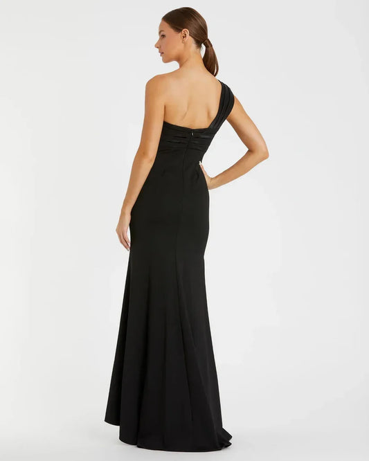 Elegant Trumpet One Shoulder Sleeveless Zipper Up Floor-Length Prom Dress