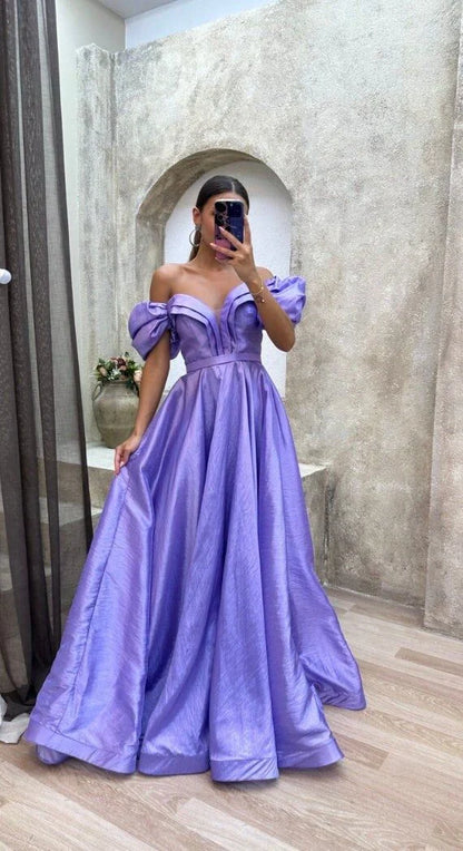 Formal Women's Dresses Purple Balloon Sleeve Puffy Dress Ball Gown Engagement Dress Prom Dress Prom Dresses Stores