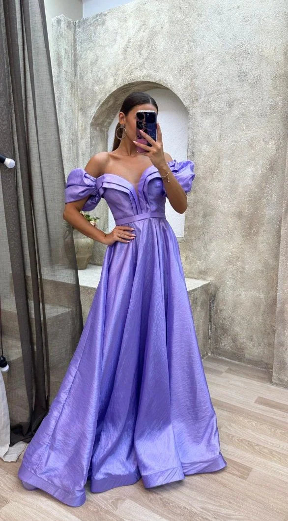Formal Women's Dresses Purple Balloon Sleeve Puffy Dress Ball Gown Engagement Dress Prom Dress Prom Dresses Stores