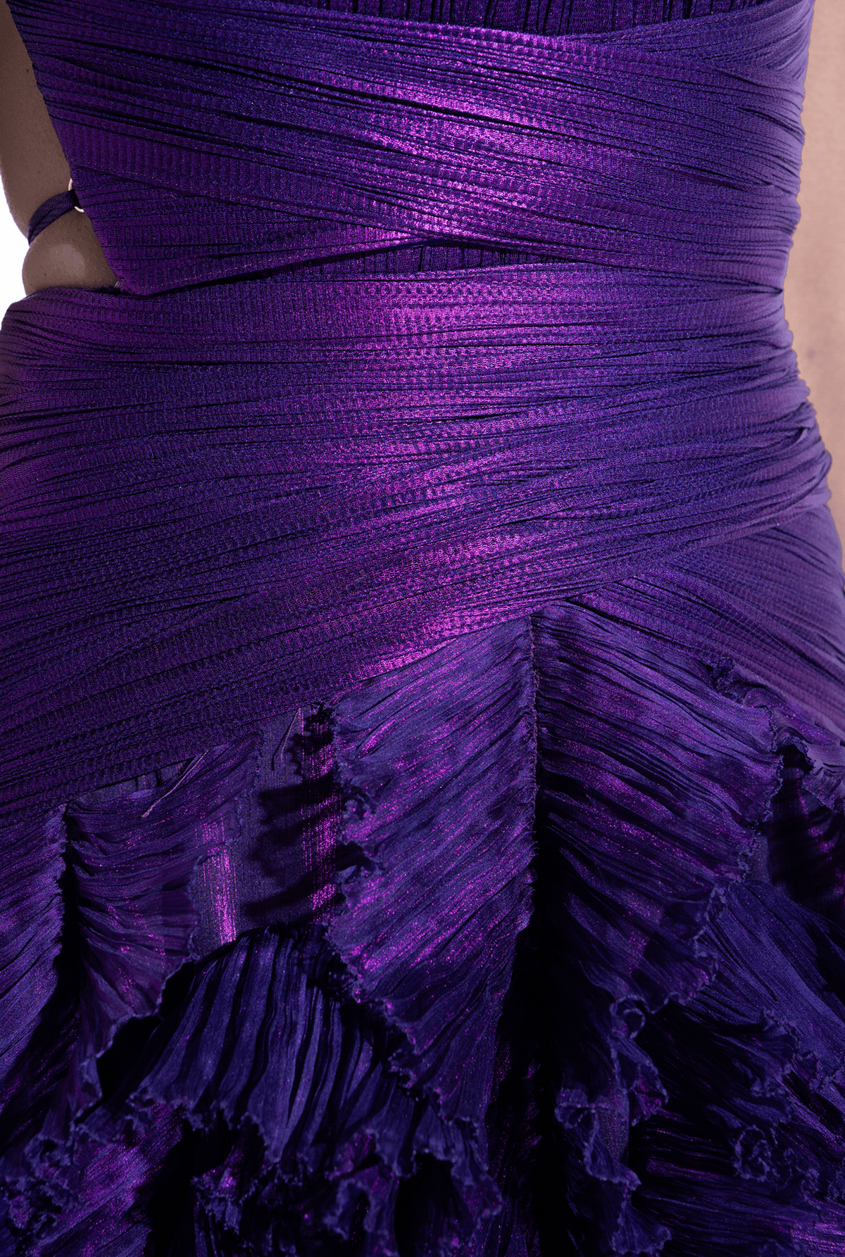 Prom Dress In Store Halter A-line Midnight Orchid Tiered Pleated Evening Dress Floor Length Sleeveless Dresses Evening Wear