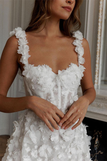 Formal Wear Dresses 3D Flower Lace-up Back Side High Split Evening Dress Wedding Dress Prom Dress Shops
