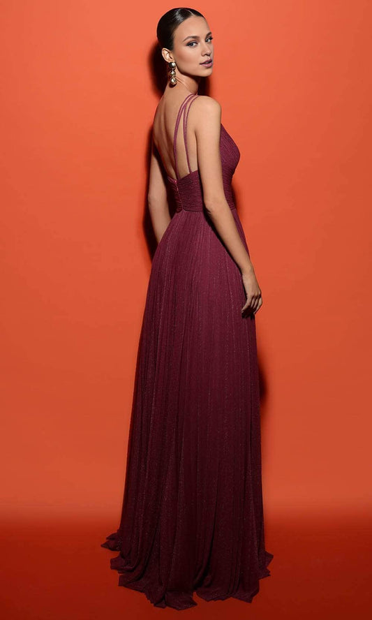Evening Dresses For Women/ Asymmetrical One-Sleeve Sleeveless Prom Dress Floor Length With Slit Evening Dresses