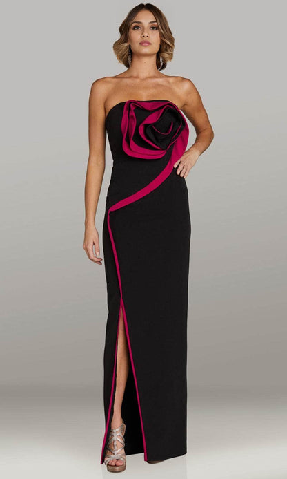 Stores With Prom Dresses Floral Accent Strapless Evening Gown Prom Dress With Slit Formal Women's Dresses