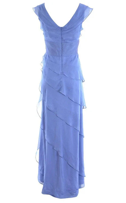 Exquisite Sleeveless V-neck Long Chiffon Dress With Tiered Ruffles Prom Dress/Formal Wear Dresses