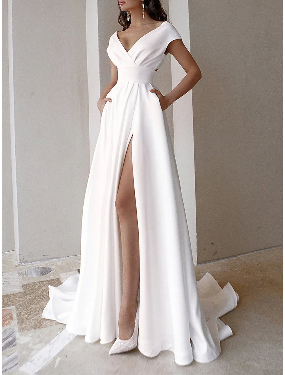 Women's Prom Dress Party Dress Swing Dress Long Dress Maxi Dress Black White Red Short Sleeve Plain Ruffle Summer Spring Fall V Neck Red Valentines Dress Valentine's Day Wedding Guest Evening Party