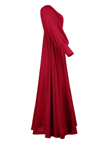 Women's Prom Dress Party Dress Wedding Guest Dress Long Dress Maxi Dress Black Wine Purple Long Sleeve Plain High Waist Summer Spring Fall Off Shoulder Elegant Wedding Guest Birthday Evening Party