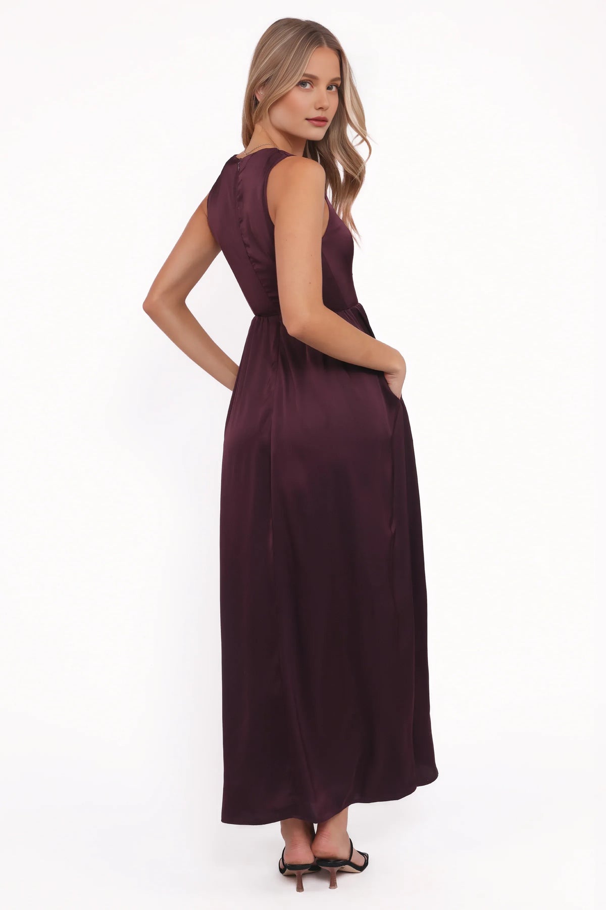 Fashion A-Line Square Neck Sleeveless Satin Floor-Length Prom Dress