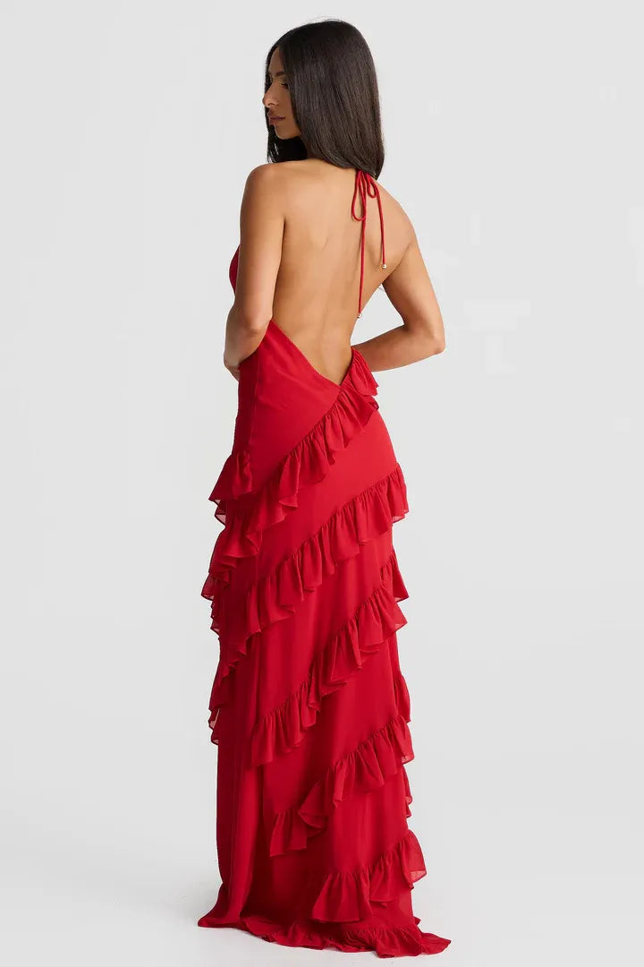 Fashion Mermaid Halter Neck Sleeveless Backless Sweep/Brush Train Prom Dress