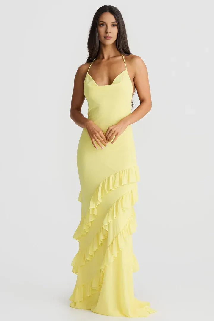 Fashion Mermaid Halter Neck Sleeveless Backless Sweep/Brush Train Prom Dress