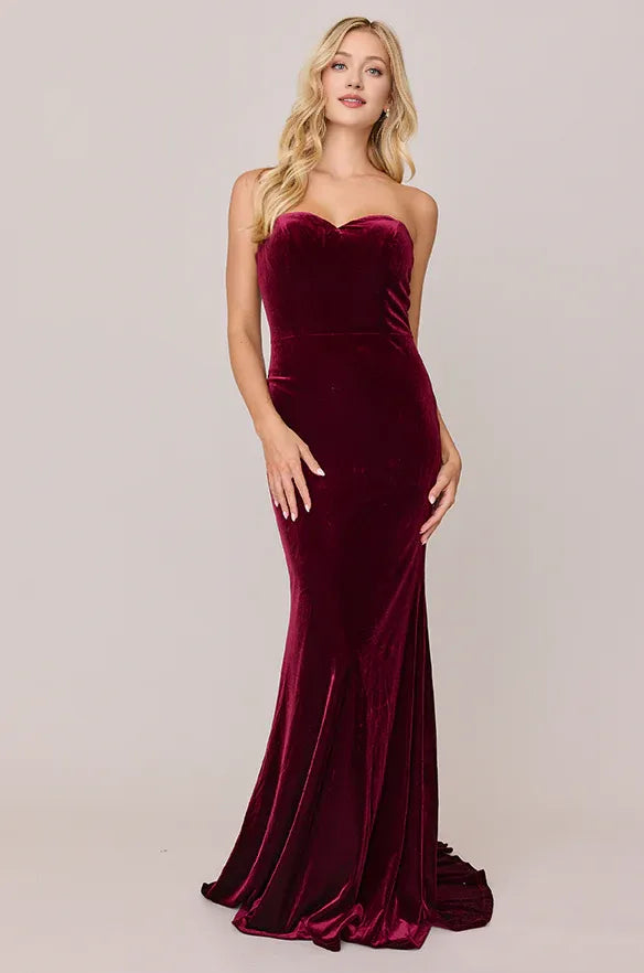 Fashion Mermaid Sweetheart Neck Sleeveless Velvet Floor-Length Prom Dress