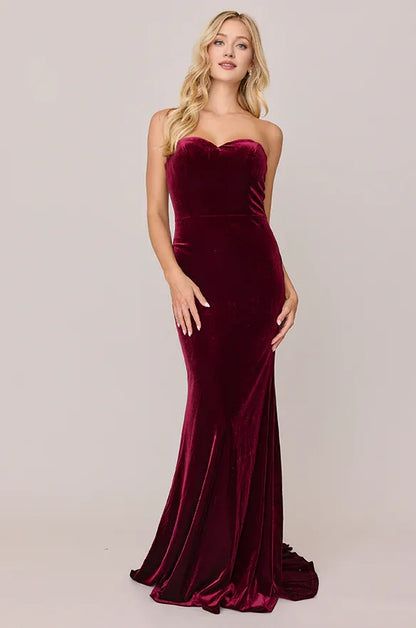 Fashion Mermaid Sweetheart Neck Sleeveless Velvet Floor-Length Prom Dress