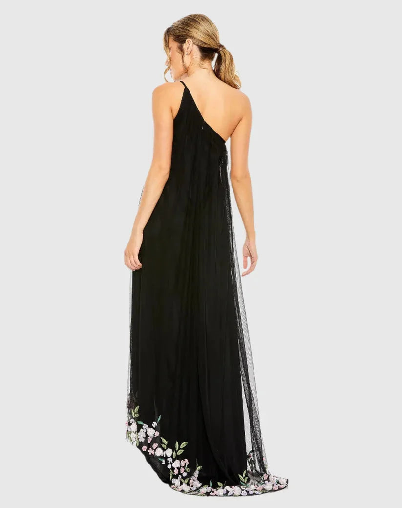 Dress Fashion Purple One Shoulder Embellished Trapeze Maxi Dress Evening Dress A-Line Sleeveless Asymmetrical Neck Prom Dress