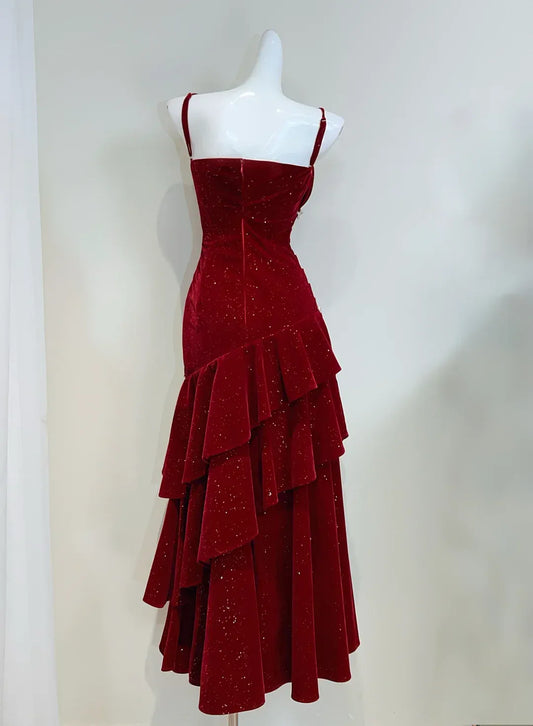 Fashion Strapless Sleeveless Sheath Crystal Velvet Floor-Length Prom Dress