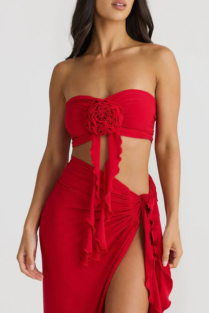 Fashionable Fitted Strapless Sleeveless Backless Floor-Length Prom Dress
