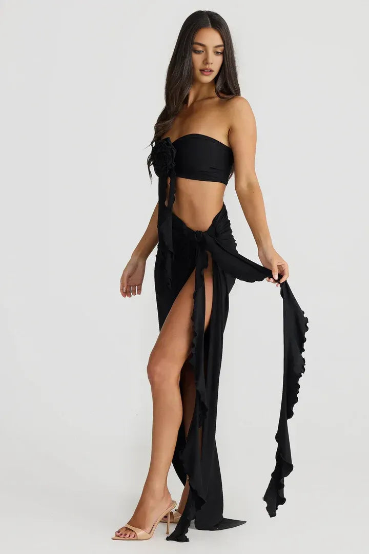 Fashionable Fitted Strapless Sleeveless Backless Floor-Length Prom Dress