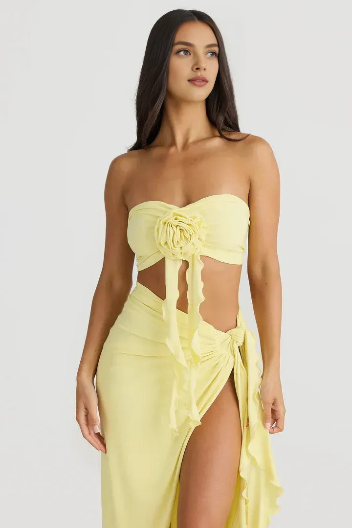 Fashionable Fitted Strapless Sleeveless Backless Floor-Length Prom Dress