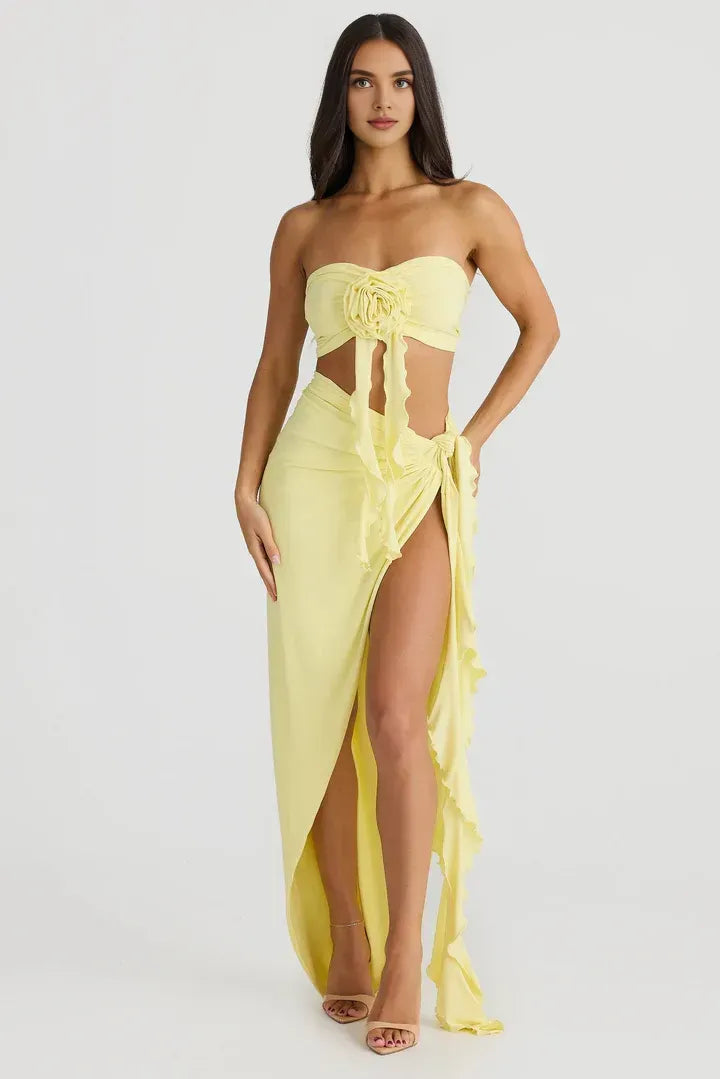 Fashionable Fitted Strapless Sleeveless Backless Floor-Length Prom Dress