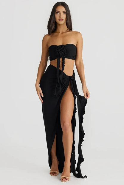 Fashionable Fitted Strapless Sleeveless Backless Floor-Length Prom Dress