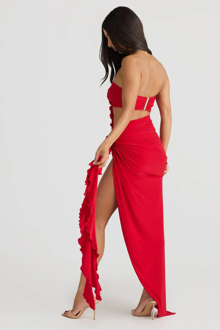 Fashionable Fitted Strapless Sleeveless Backless Floor-Length Prom Dress