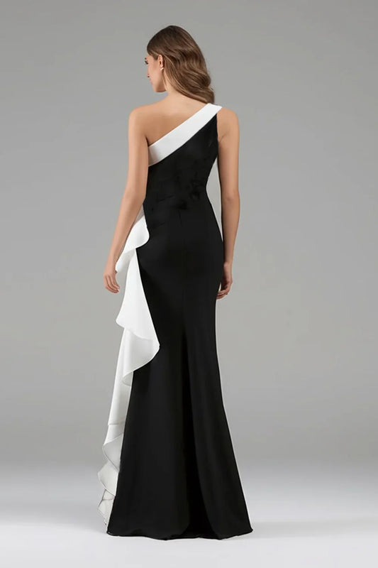 Fashionable Mermaid/Trumpet One Shoulder Sleeveless 3D Flowers Floor-Length Prom Dress