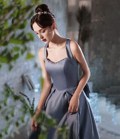 Formal Dresses Blue Satin Long Prom Dress A line Evening Dress / Prom Dresses Store