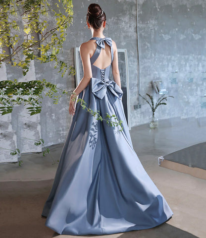 Formal Dresses Blue Satin Long Prom Dress A line Evening Dress / Prom Dresses Store