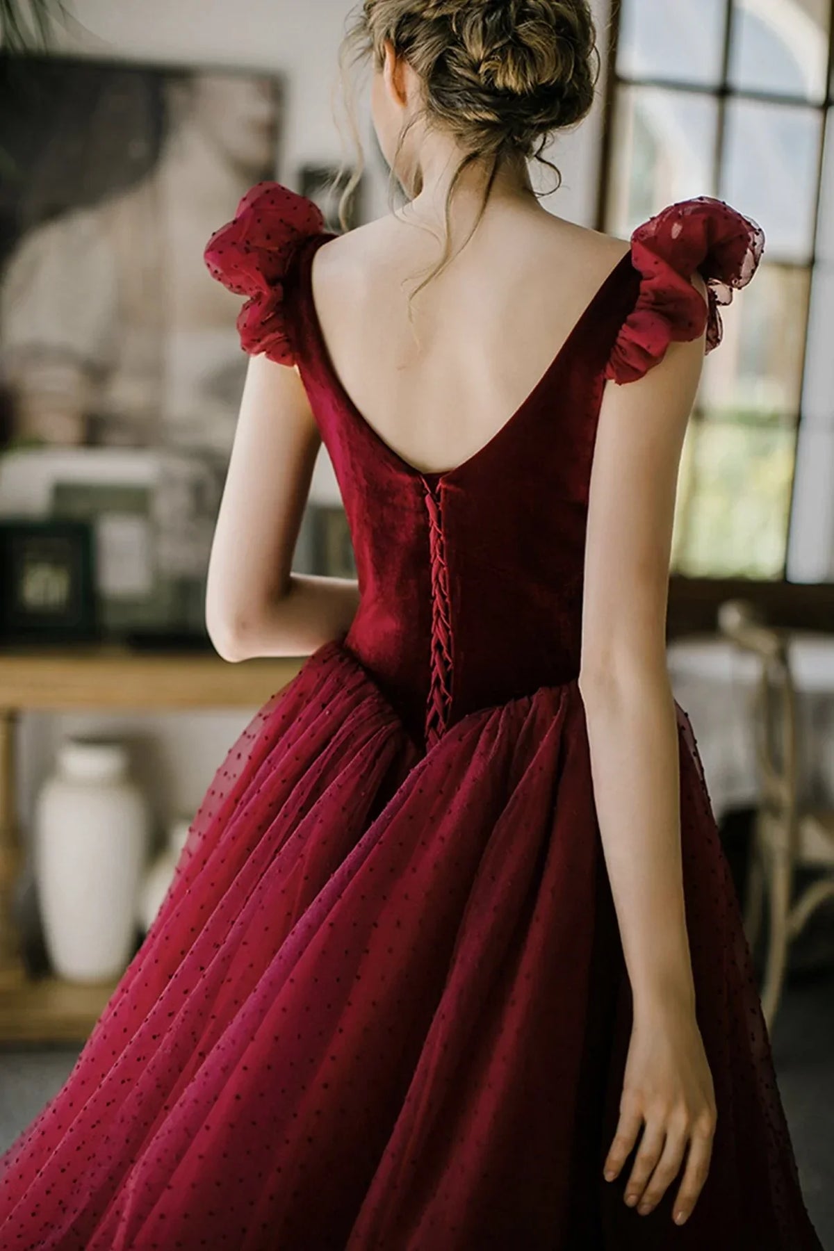 Formal Dresses Elegant A-line Tea-Length Square Neck Sleeveless Prom Dress / Prom Dresses Stores