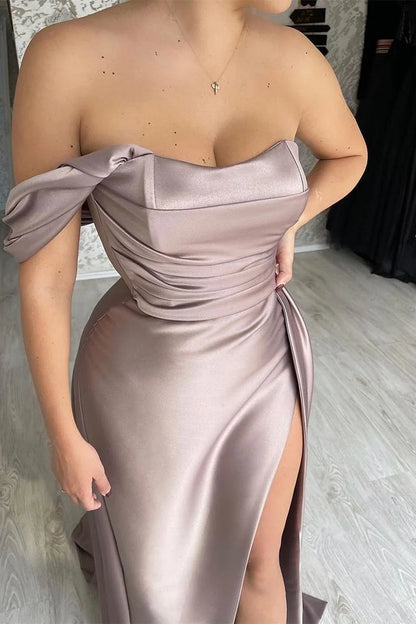 Formal Dresses One-Shoulder Strapless Long Mermaid Prom Dress With Split / Prom Dresses Store
