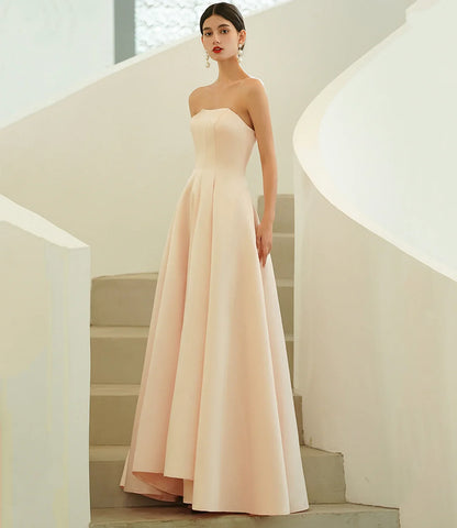 Formal Dresses Pink Satin Tulle Long Prom Dress A line Evening Dress / Prom Dresses Store