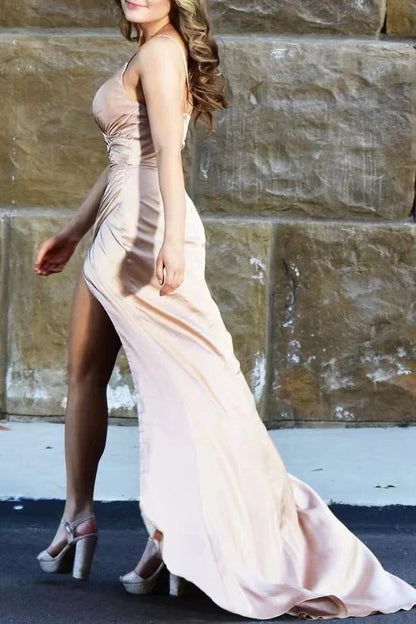 Formal Dresses Spaghetti-Straps Sleeveless Mermaid Split Prom Dress / Prom Dresses Store