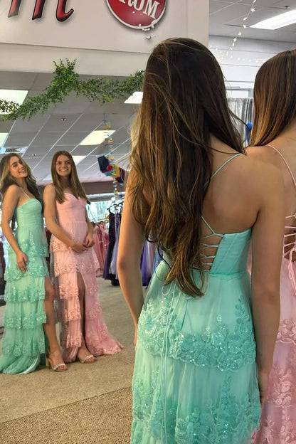 Formal Wear Dresses/Charming A Line Sweetheart Pink Lace Appliques Prom Dresses/Prom Dress Shop
