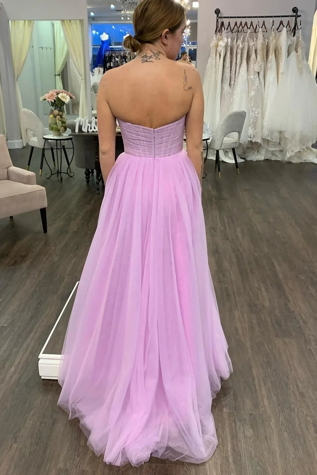 Formal Wear Dresses Lilac Strapless Sleeveless A-line Long Formal Dress Prom Dress Stores With Prom Dresses ﻿