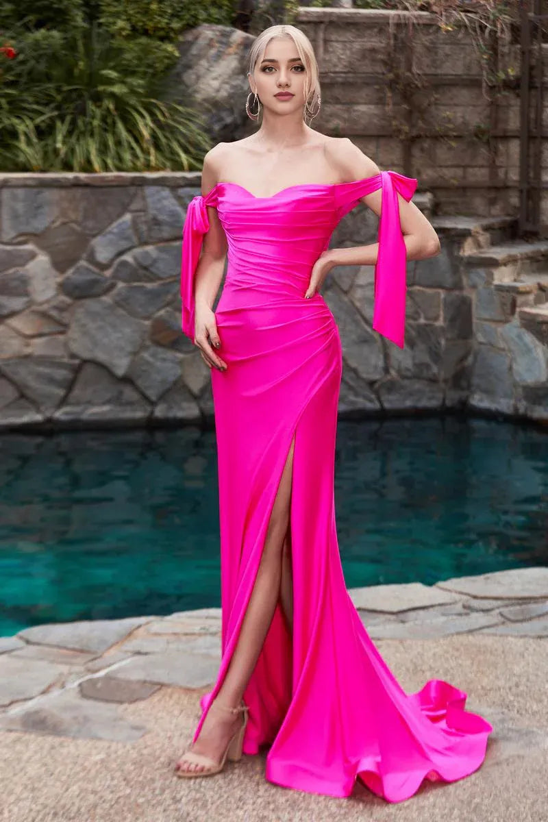 Formal Wear Dresses Simple Mermaid Sleeveless Prom Dress Off-the-Shoulder Floor Length With Slit Prom Dress Prom Dresses Stores/Plus Size Formal Dress
