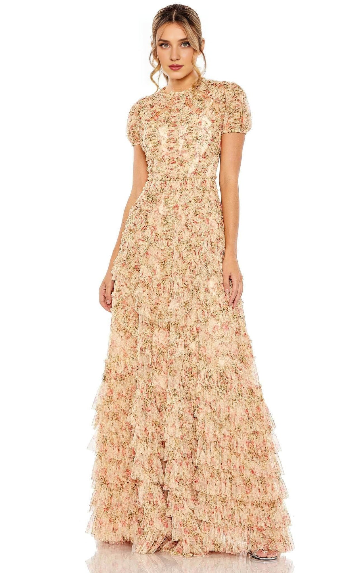 Formal Women's Dresses/ A-Line Floral Short Sleeve Mother of the Groom loor Length/ Prom Dress In Store