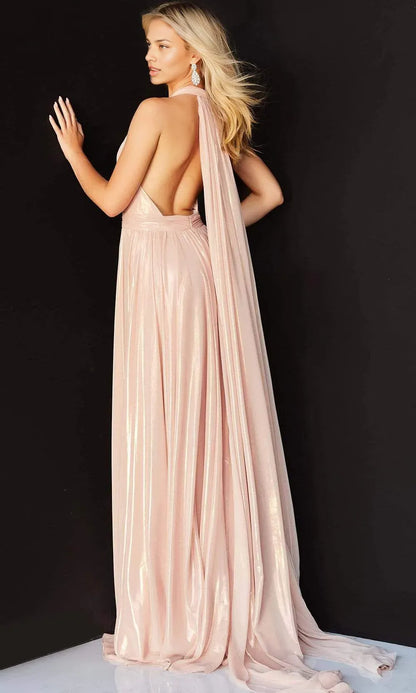 Formal Women's Dresses A-Line/Princess Plunging V Neck Halter Sleeveless Backless Floor Length Gown Prom Dress Prom Dress Shops
