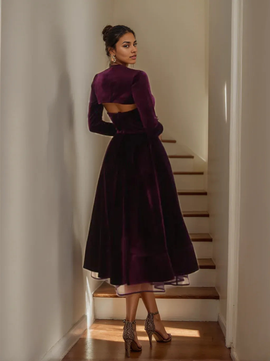 Formal Women's Dresses A-Line/Princess Sweetheart Tea-Length Velvet Cocktail Dresses with Jacket Prom Dress Prom Dress Shops