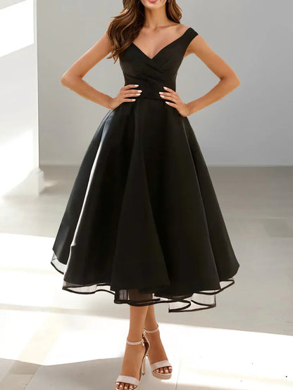 Formal Women's Dresses A-Line/Princess V-neck Sleeveless Tea-Length Homecoming Dresses Prom Dress Prom Dress Shops