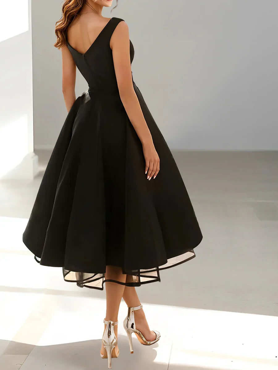 Formal Women's Dresses A-Line/Princess V-neck Sleeveless Tea-Length Homecoming Dresses Prom Dress Prom Dress Shops