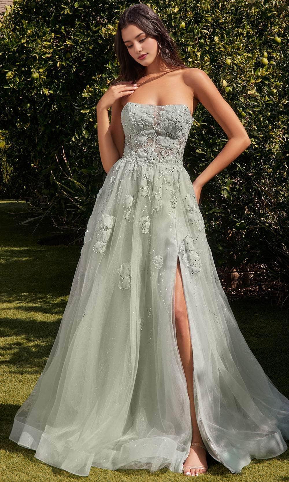 Formal Women's Dresses A-line/Princess Strapless Floral Appliqued Evening Dress Floor Length Prom Dress Prom Dress Shops