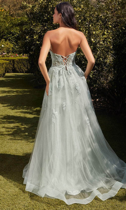 Formal Women's Dresses A-line/Princess Strapless Floral Appliqued Evening Dress Floor Length Prom Dress Prom Dress Shops